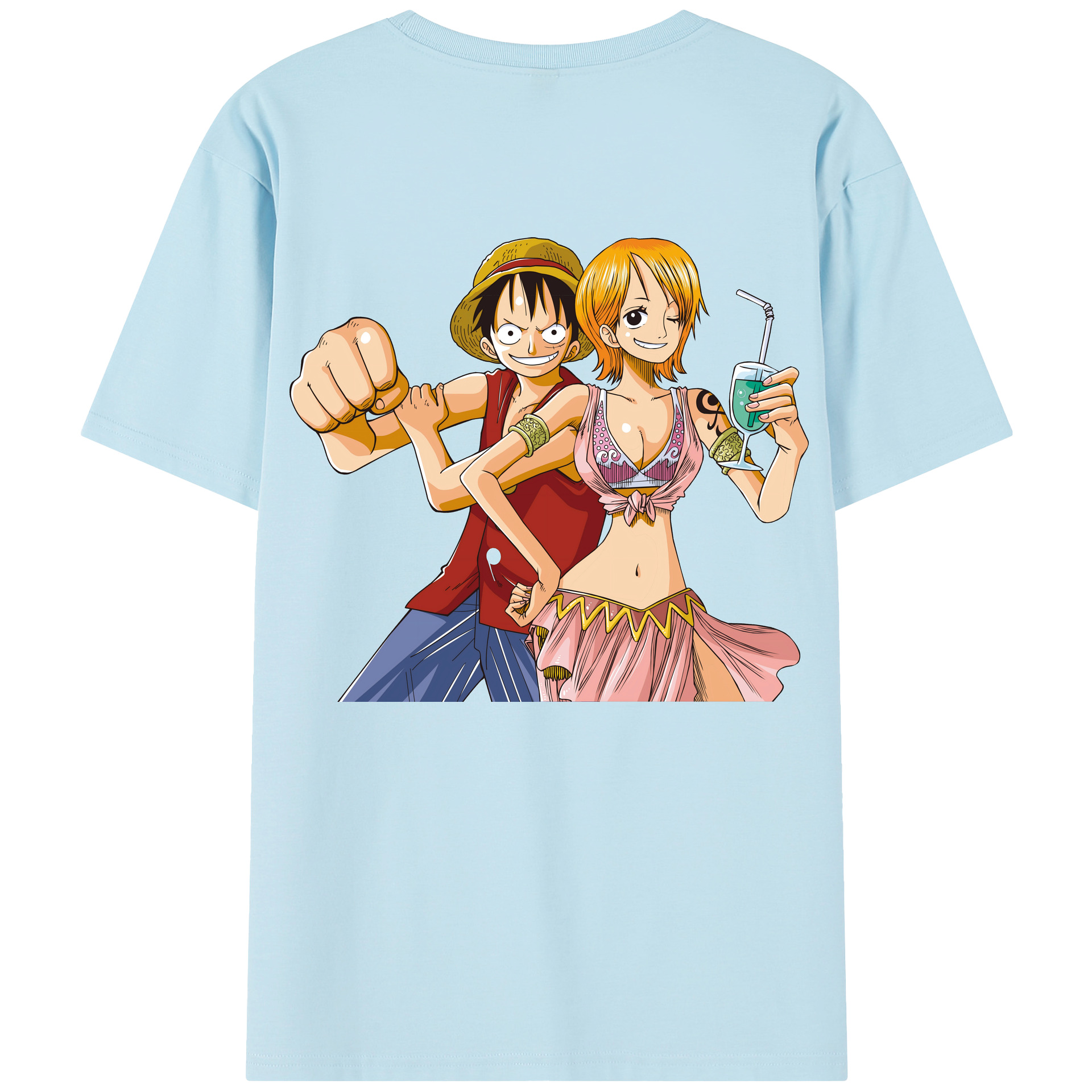 ワンピース モンキー・D・ルフィ ONE PIECE Monkey D. Luffy 綿100％半袖Tシャツ（背面プリント）